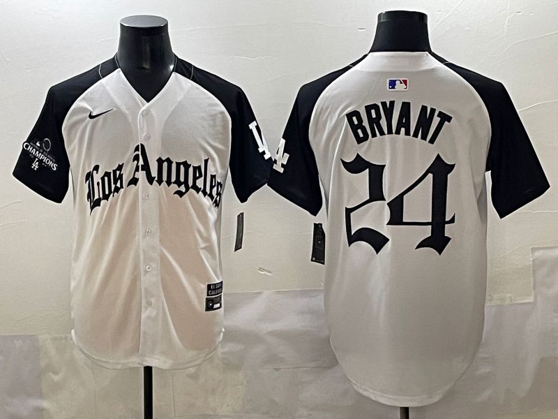 Men 2025 Los Angeles Dodgers #24 Bryant White black Five generations Joint Name Nike MLB Jersey style 5266